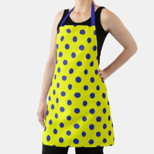 Blauw Op Geel Stippen Patroonontwerp Schort