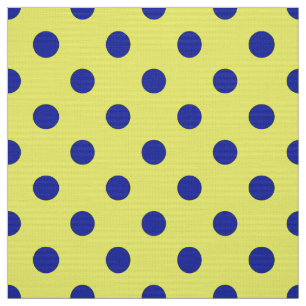 Blauw Op Geel Stippen Patroonontwerp  Stof