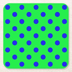 Blauw op groen polka stippen patroonontwerp kartonnen onderzetters
