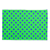 Blauw op groen polka stippen patroonontwerp kussensloop (Achterkant)