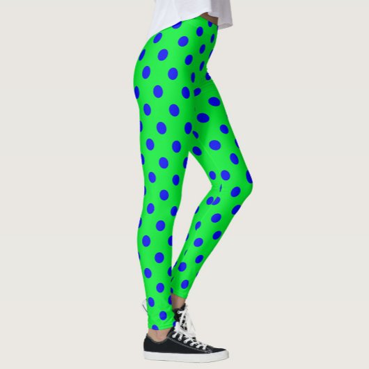 Blauw op groen polka stippen patroonontwerp leggings