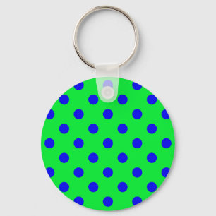 Blauw op groen polka stippen patroonontwerp  sleutelhanger