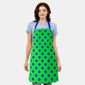 Blauw op groen stippelpatroon ontwerp schort (Gedragen)