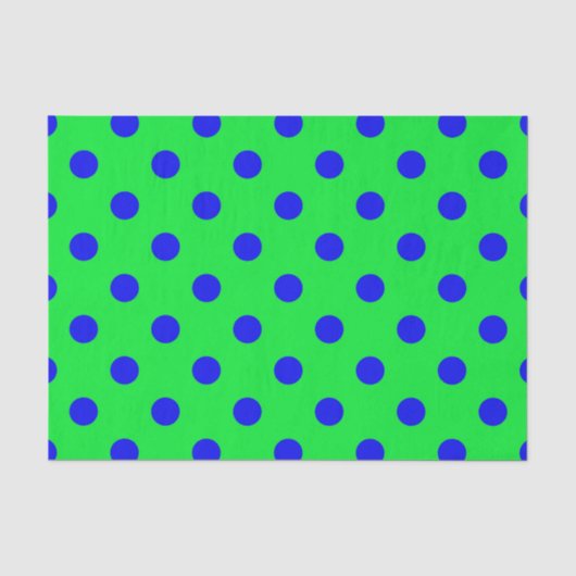 Blauw Op Groen Stippen Patroonontwerp  Tissuepapier (Voorkant)