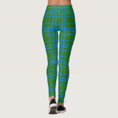 Blauw op groen Tartan Plaid Pattern Design Leggings (Achterkant)