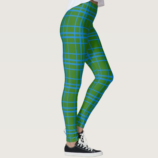 Blauw op groen Tartan Plaid Pattern Design Leggings