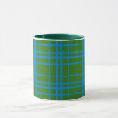 Blauw op groen Tartan Plaid Pattern Design Mok (Midden)