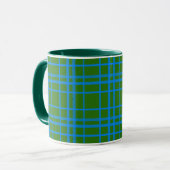 Blauw op groen Tartan Plaid Pattern Design Mok (Voorkant links)