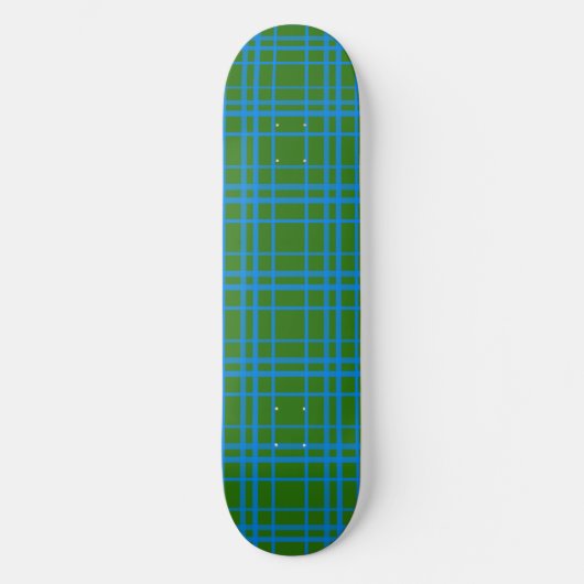 Blauw op groen Tartan Plaid Pattern Design Persoonlijk Skateboard (Voorkant)