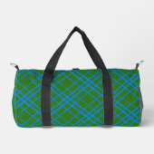 Blauw op groen Tartan Plaid Pattern Design Plunjezak (Voorkant)