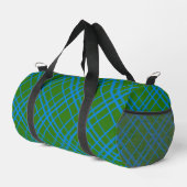 Blauw op groen Tartan Plaid Pattern Design Plunjezak (Rechterhoek)
