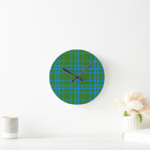 Blauw op groen Tartan Plaid Pattern Design Ronde Klok (Huis)
