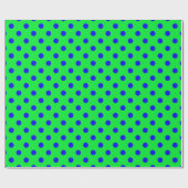 Blauw op groene polka stippen patroonontwerp cadeaupapier (Vlak)