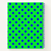 Blauw op groene polka stippen patroonontwerp notitieboek (Achterkant)