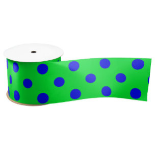 Blauw op groene polka stippen patroonontwerp satijnen lint