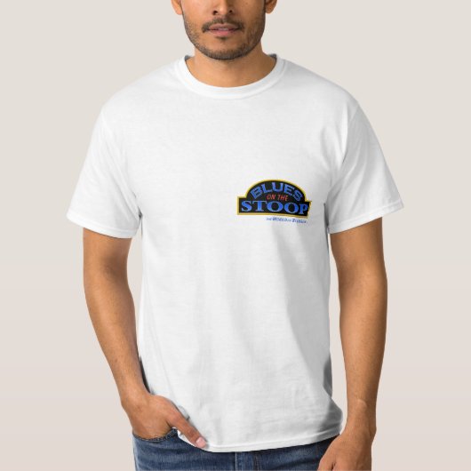 BLAUW op het T-shirt met witte waarde (Voorkant)