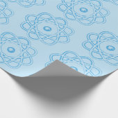 Blauw op lichtblauwe Atom symbolen Cadeaupapier (Hoek)