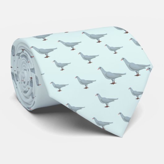 Blauw op lichtgroene duif naadloos patroon stropdas (Opgerold)