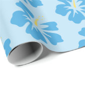 Blauw op Light Blue Hibiscus Cadeaupapier (Rol Hoek)