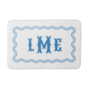 Blauw Op Maat Gemaakt Geschulpte Monogram Badmat