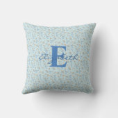 Blauw op maat gemaakt monogram boho wilde bloem mo kussen (Achterkant)