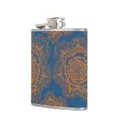 Blauw op Oranje Mandala Heupfles (Links)