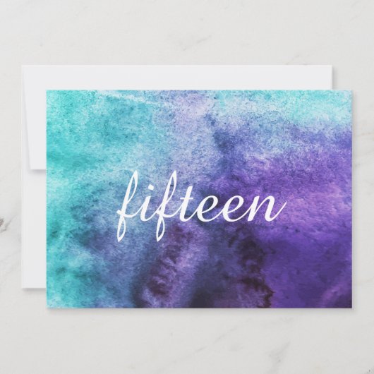 Blauw op Paarse Aquarel - Tafel Nummers Kaart (Voorkant)