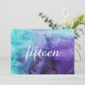 Blauw op Paarse Aquarel - Tafel Nummers Kaart (Staand voorkant)