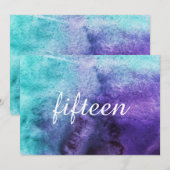 Blauw op Paarse Aquarel - Tafel Nummers Kaart (Voorkant / Achterkant)