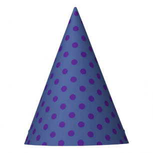Blauw op Paarse Stip Feesthoed Feesthoedjes