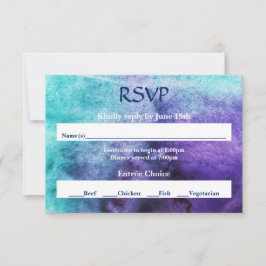 Blauw op Paarse Waterverf - RSVP
