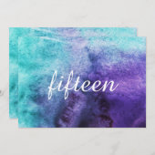 Blauw op Paarse Waterverf - Tabelnummers Kaart (Voorkant / Achterkant)