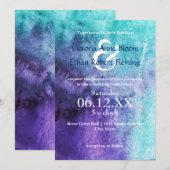 Blauw op Paarse Waterverf - Weddenschap Kaart (Voorkant / Achterkant)