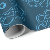 Blauw op Pruisblauw Atom Symbolen Cadeaupapier (Rol Hoek)