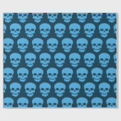 Blauw op Pruisblauwe Skulls Cadeaupapier (Vlak)