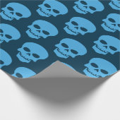 Blauw op Pruisblauwe Skulls Cadeaupapier (Hoek)