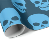 Blauw op Pruisblauwe Skulls Cadeaupapier (Rol Hoek)