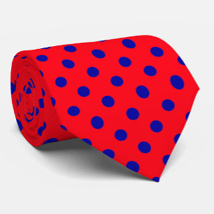 Blauw op rode stippen Patroonontwerp Stropdas