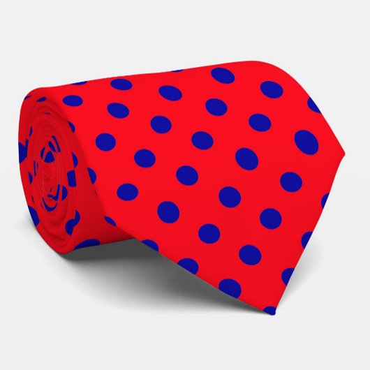 Blauw op rode stippen Patroonontwerp Stropdas