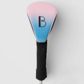 Blauw op roze horizon geïnitialiseerd golfheadcover (Voorkant)