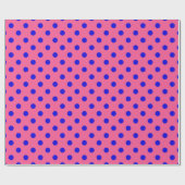 Blauw op roze stippen Patroonontwerp Cadeaupapier (Vlak)