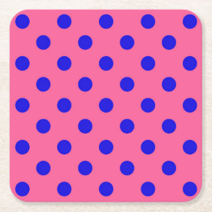 Blauw op roze stippen Patroonontwerp Kartonnen Onderzetters