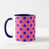 Blauw op roze stippen Patroonontwerp Mok (Links)