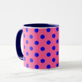 Blauw op roze stippen Patroonontwerp Mok (Voorkant links)
