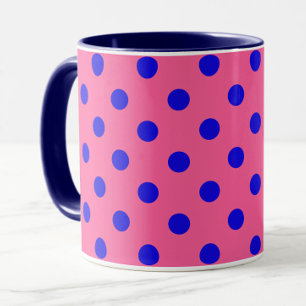 Blauw op roze stippen Patroonontwerp Mok
