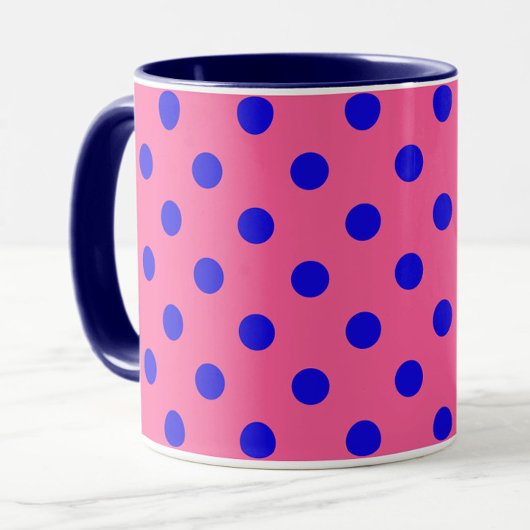 Blauw op roze stippen Patroonontwerp Mok