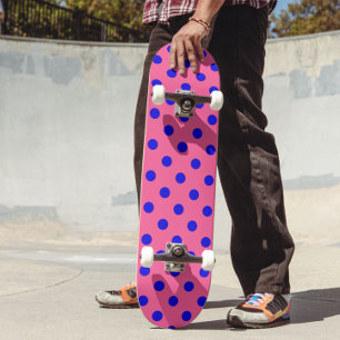 Blauw op roze stippen Patroonontwerp Persoonlijk Skateboard