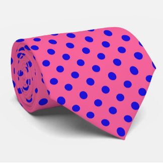 Blauw op roze stippen Patroonontwerp Stropdas