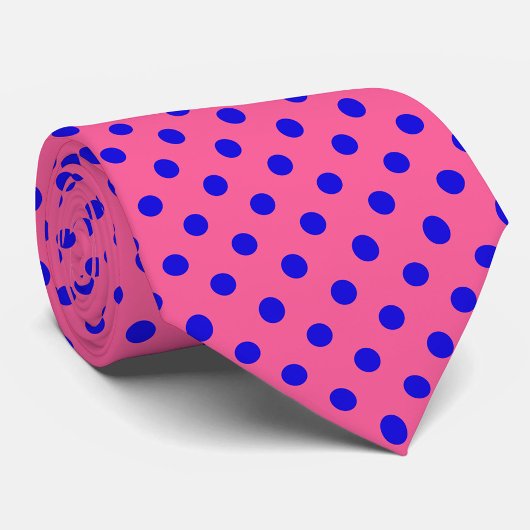 Blauw op roze stippen Patroonontwerp Stropdas
