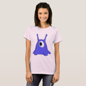 Blauw op roze t-shirt (Voorkant volledig)